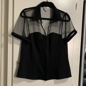 Unique Vintage Black Sheer Blouse